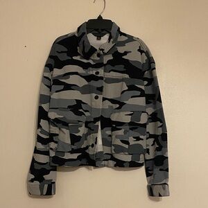 Rock & Republic Black and Gray Camouflage Utility Jacket